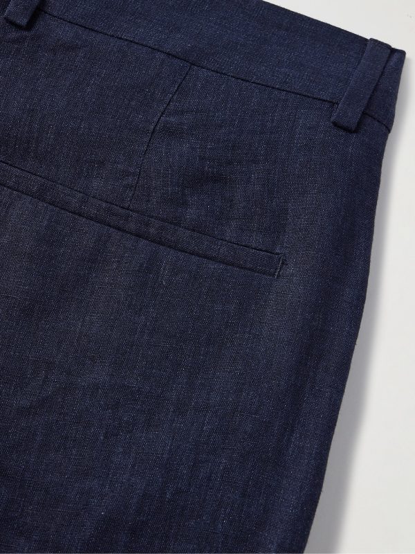 Slim-Fit Pleated Linen Suit Trousers - CU Slim-Fit Pleated Linen Suit Trousers - CU