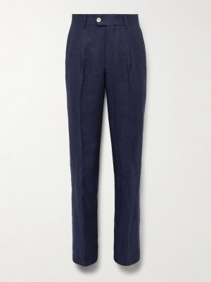 Slim-Fit Pleated Linen Suit Trousers Slim-Fit Pleated Linen Suit Trousers