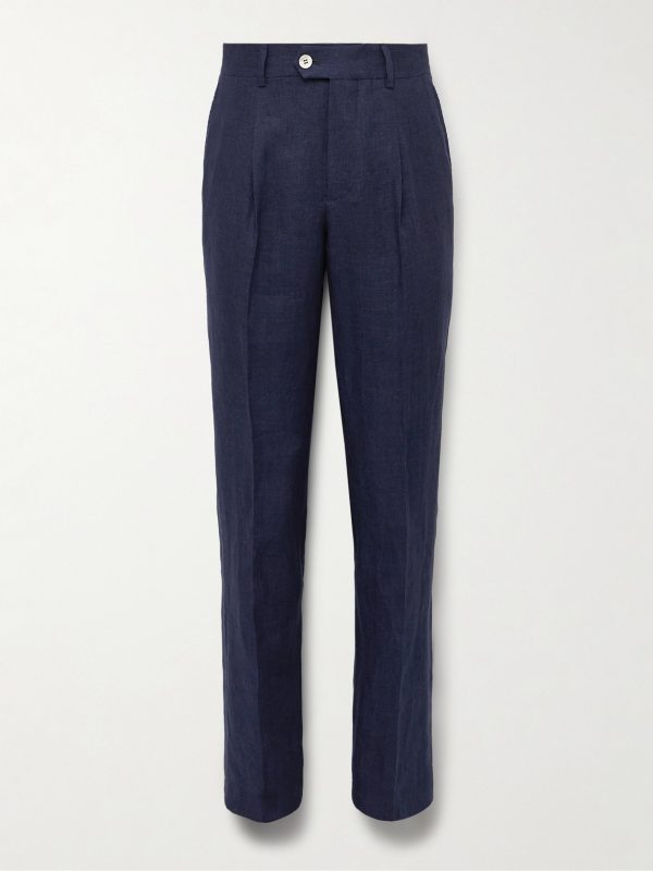 Slim-Fit Pleated Linen Suit Trousers Slim-Fit Pleated Linen Suit Trousers