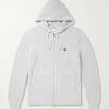 Logo-Embroidered Ribbed Cotton Zip-Up Hoodie