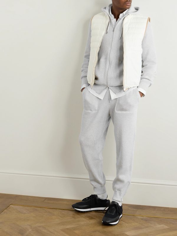 Logo-Embroidered Ribbed Cotton Zip-Up Hoodie - OU