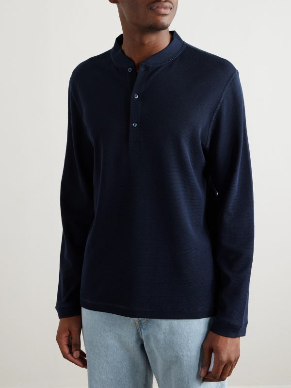 Cotton and Silk-Blend Henley T-Shirt - FR