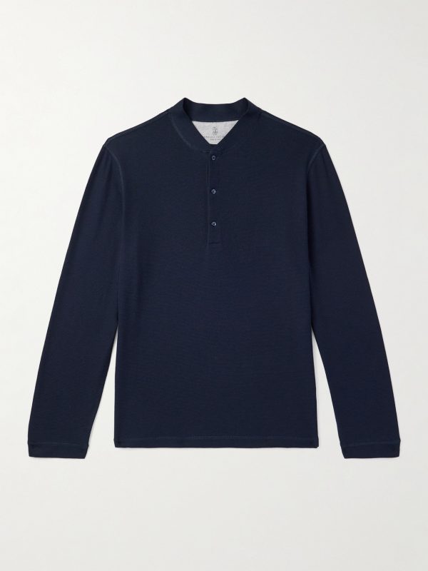 Cotton and Silk-Blend Henley T-Shirt