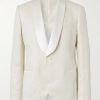 Shawl-Lapel Satin-Trimmed Linen Tuxedo Jacket