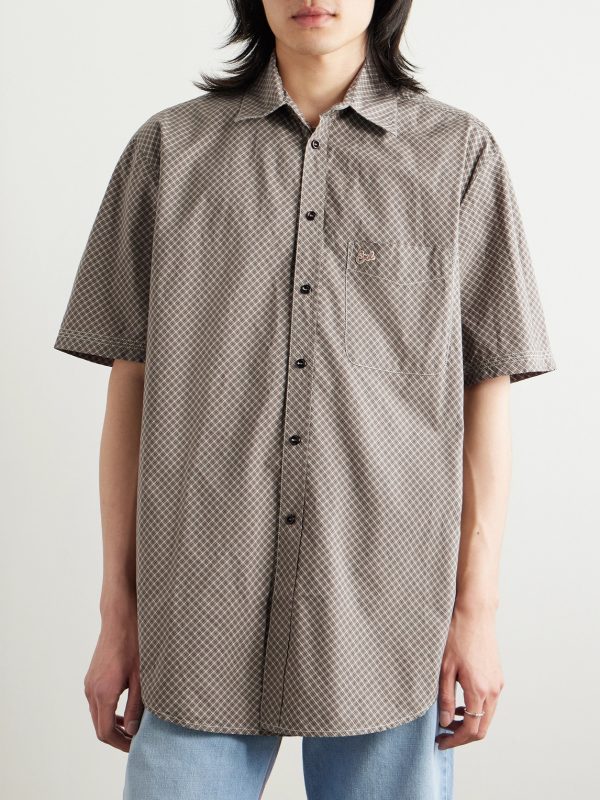 Logo-Appliquéd Checked Cotton-Poplin Shirt - FR Logo-Appliquéd Checked Cotton-Poplin Shirt - FR