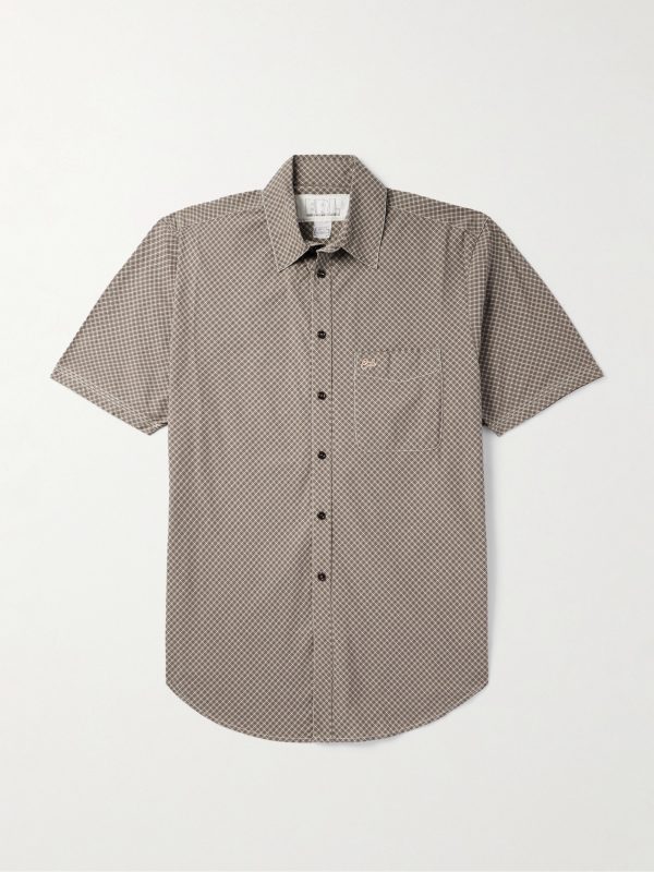 Logo-Appliquéd Checked Cotton-Poplin Shirt Logo-Appliquéd Checked Cotton-Poplin Shirt
