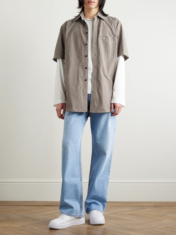 Logo-Appliquéd Checked Cotton-Poplin Shirt - OU Logo-Appliquéd Checked Cotton-Poplin Shirt - OU