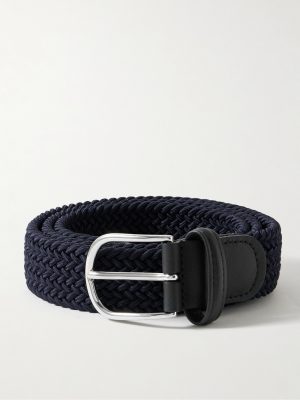 3.5cm Leather-Trimmed Woven Elastic Belt 3.5cm Leather-Trimmed Woven Elastic Belt