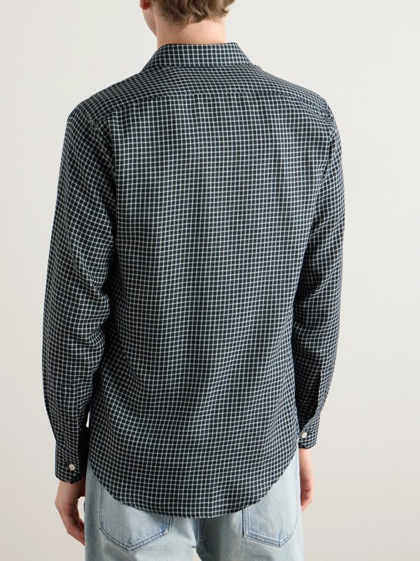 Logo-Embroidered Checked Cotton Shirt - BK Logo-Embroidered Checked Cotton Shirt - BK