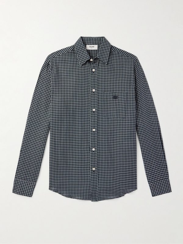 Logo-Embroidered Checked Cotton Shirt Logo-Embroidered Checked Cotton Shirt