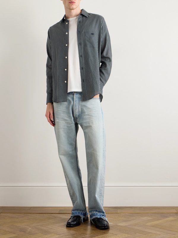 Logo-Embroidered Checked Cotton Shirt - OU Logo-Embroidered Checked Cotton Shirt - OU