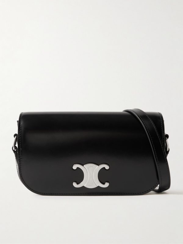 Triomphe Small Glossed-Leather Messenger Bag