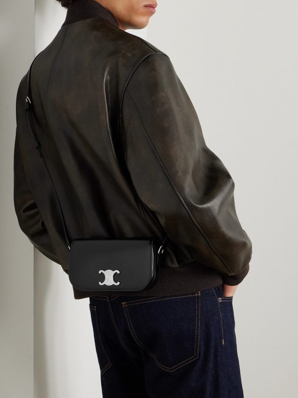 Triomphe Small Glossed-Leather Messenger Bag - OU