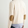 Slim-Fit Logo-Embroidered Cable-Knit Suede-Trimmed Cashmere Cardigan - BK Slim-Fit Logo-Embroidered Cable-Knit Suede-Trimmed Cashmere Cardigan - BK