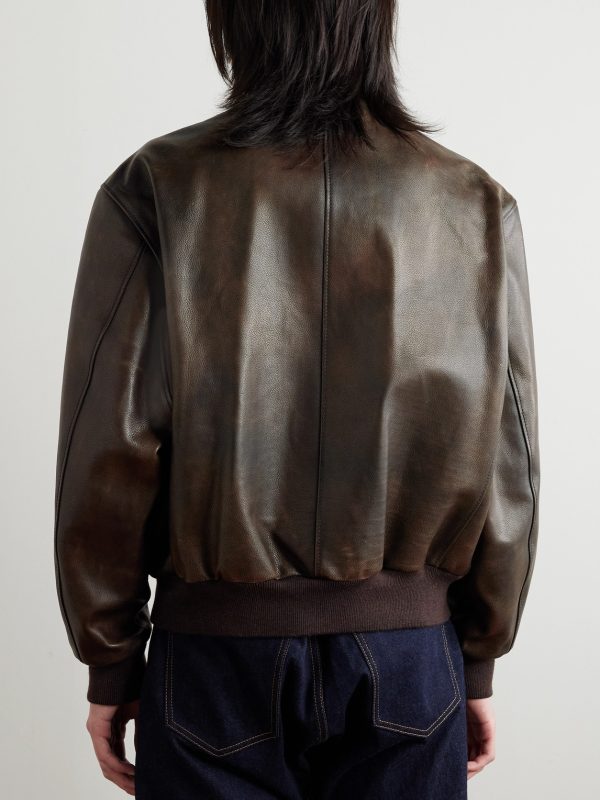 Teddy Full-Grain Leather Bomber Jacket - BK