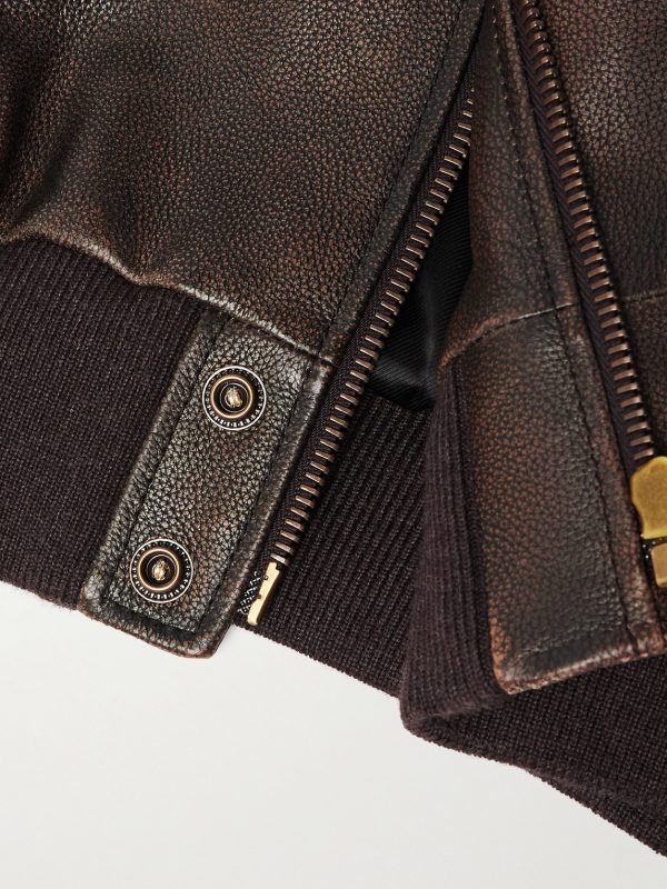Teddy Full-Grain Leather Bomber Jacket - E1