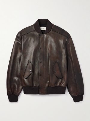 Teddy Full-Grain Leather Bomber Jacket