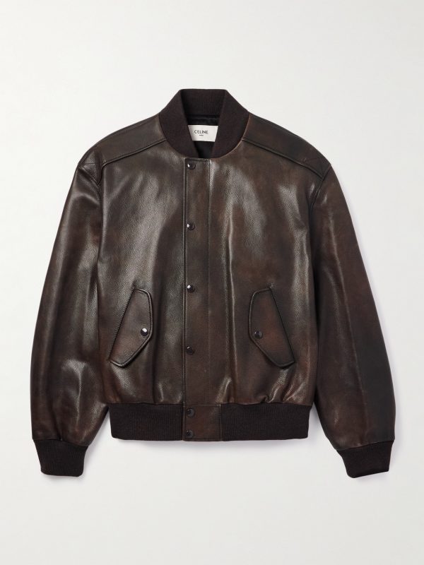Teddy Full-Grain Leather Bomber Jacket