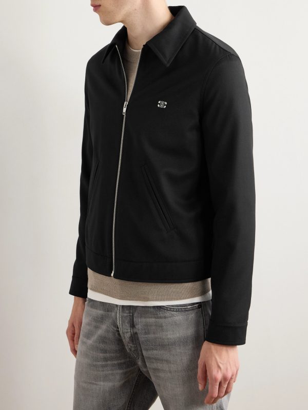 Triomphe Logo-Embroidered Wool-Blend Twill Jacket - FR Triomphe Logo-Embroidered Wool-Blend Twill Jacket - FR