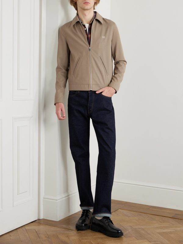 Triomphe Logo-Embroidered Wool-Blend Twill Jacket - OU Triomphe Logo-Embroidered Wool-Blend Twill Jacket - OU