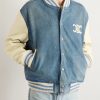 Teddy Logo-Appliquéd Leather-Trimmed Denim Bomber Jacket - FR Teddy Logo-Appliquéd Leather-Trimmed Denim Bomber Jacket - FR