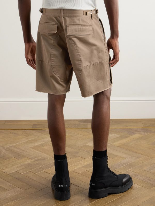 Straight-Leg Distressed Cotton-Twill Cargo Shorts - BK Straight-Leg Distressed Cotton-Twill Cargo Shorts - BK