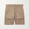 Straight-Leg Distressed Cotton-Twill Cargo Shorts Straight-Leg Distressed Cotton-Twill Cargo Shorts