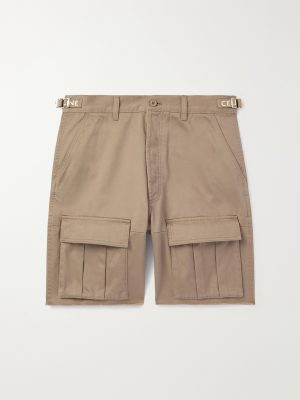 Straight-Leg Distressed Cotton-Twill Cargo Shorts Straight-Leg Distressed Cotton-Twill Cargo Shorts
