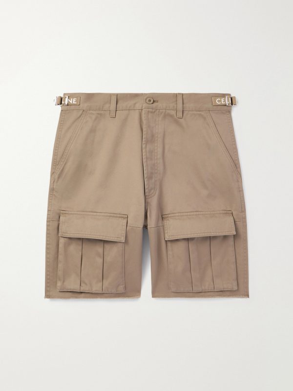Straight-Leg Distressed Cotton-Twill Cargo Shorts Straight-Leg Distressed Cotton-Twill Cargo Shorts
