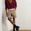 Straight-Leg Distressed Cotton-Twill Cargo Shorts - OU Straight-Leg Distressed Cotton-Twill Cargo Shorts - OU