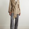 Belted Fringed Printed Silk-Twill Jacket - OU