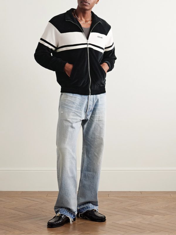 Logo-Embroidered Cotton-Blend Velour Track Jacket - OU Logo-Embroidered Cotton-Blend Velour Track Jacket - OU
