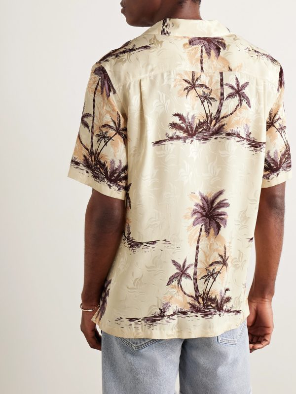 Convertible-Collar Printed Silk Crepe De Chine Shirt - BK Convertible-Collar Printed Silk Crepe De Chine Shirt - BK