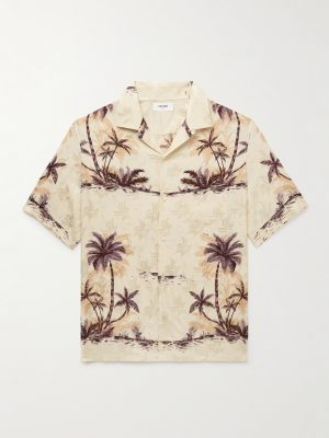 Convertible-Collar Printed Silk Crepe De Chine Shirt Convertible-Collar Printed Silk Crepe De Chine Shirt