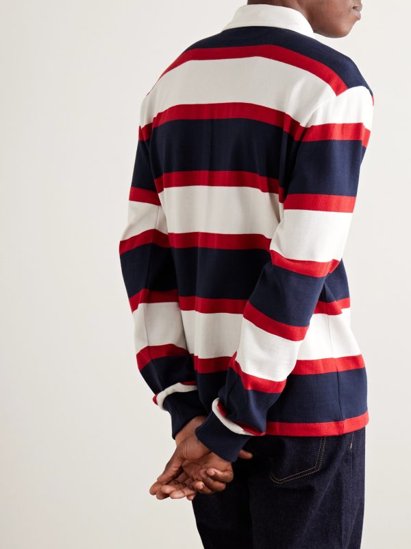 Logo-Appliquéd Striped Cotton-Jersey Polo Shirt - BK Logo-Appliquéd Striped Cotton-Jersey Polo Shirt - BK