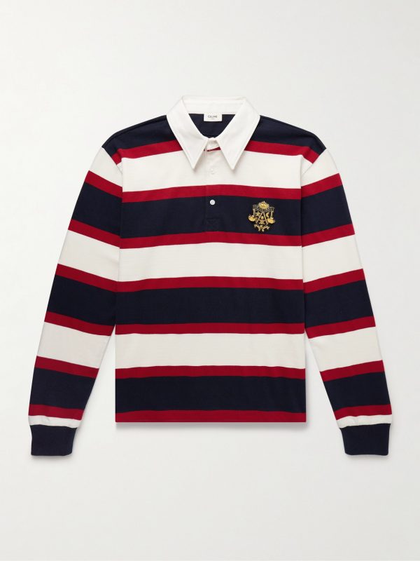 Logo-Appliquéd Striped Cotton-Jersey Polo Shirt Logo-Appliquéd Striped Cotton-Jersey Polo Shirt
