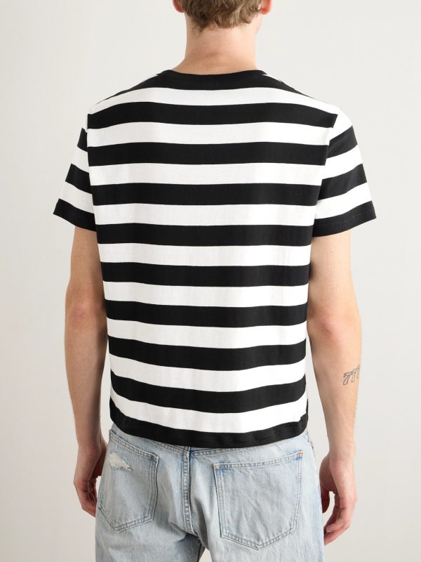 Cropped Logo-Embroidered Striped Cotton-Jersey T-Shirt - BK Cropped Logo-Embroidered Striped Cotton-Jersey T-Shirt - BK