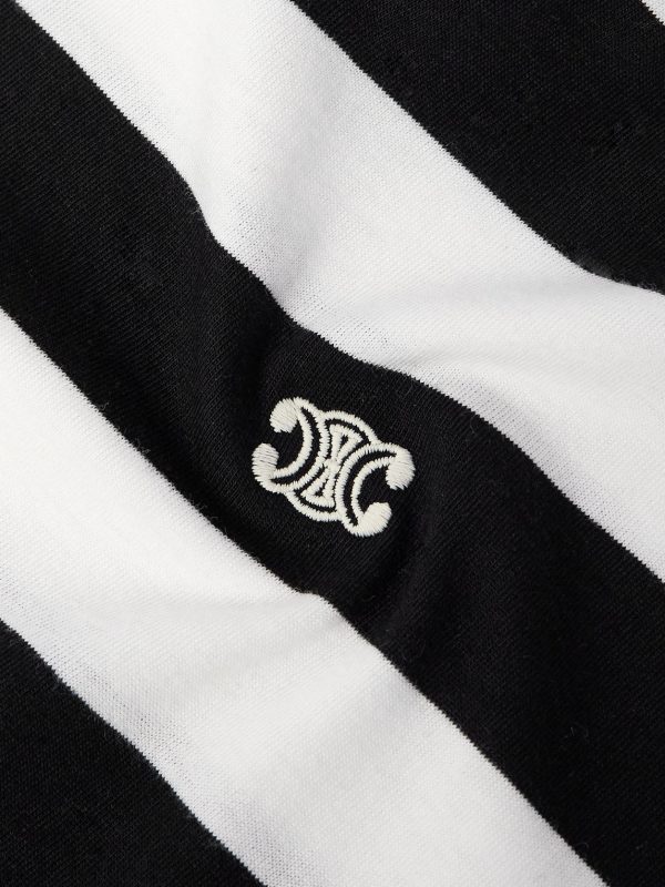 Cropped Logo-Embroidered Striped Cotton-Jersey T-Shirt - CU Cropped Logo-Embroidered Striped Cotton-Jersey T-Shirt - CU