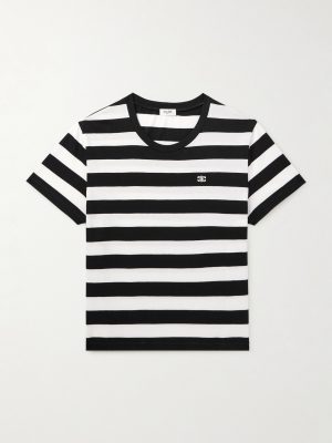 Cropped Logo-Embroidered Striped Cotton-Jersey T-Shirt Cropped Logo-Embroidered Striped Cotton-Jersey T-Shirt