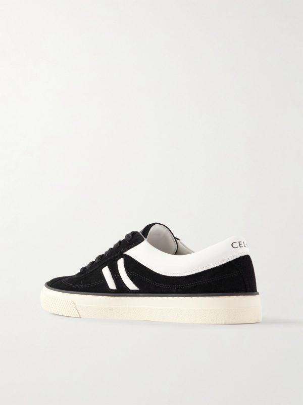 Logo-Print Leather-Trimmed Suede Sneakers - BK Logo-Print Leather-Trimmed Suede Sneakers - BK