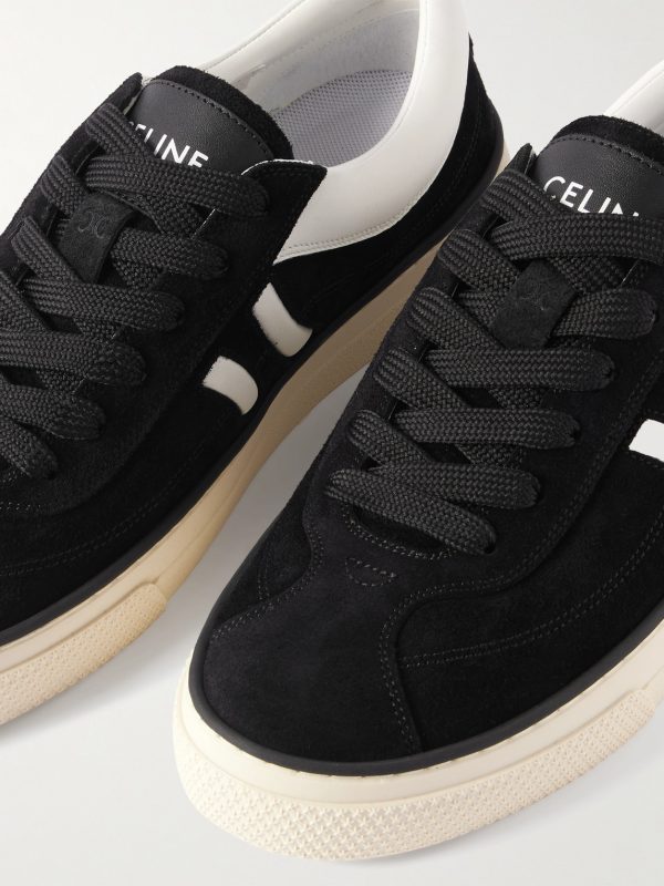 Logo-Print Leather-Trimmed Suede Sneakers - CU Logo-Print Leather-Trimmed Suede Sneakers - CU