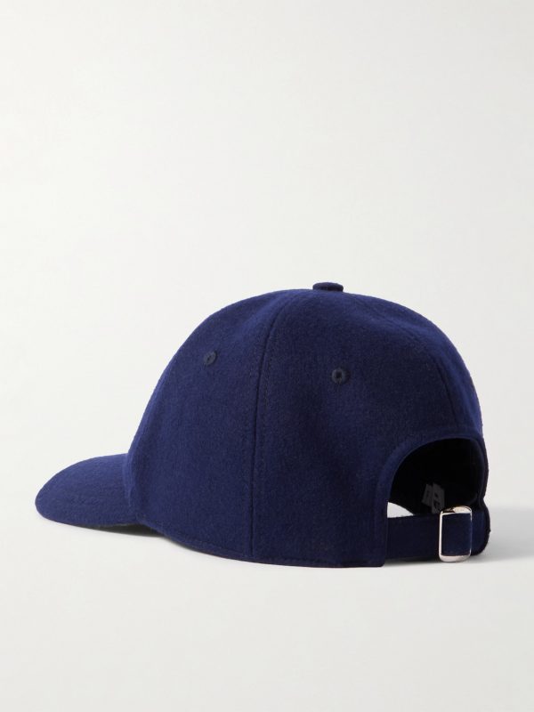 Logo-Appliquéd Virgin Wool-Blend Flannel Baseball Cap - BK