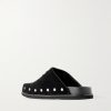 Triomphe Logo-Appliquéd Studded Suede Mules - BK Triomphe Logo-Appliquéd Studded Suede Mules - BK