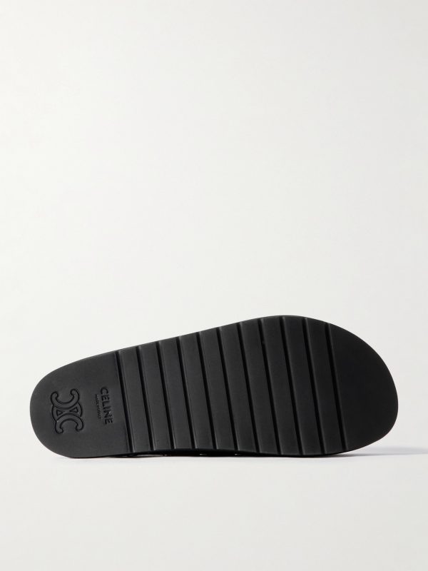 Triomphe Logo-Appliquéd Studded Suede Mules - E1 Triomphe Logo-Appliquéd Studded Suede Mules - E1