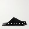 Triomphe Logo-Appliquéd Studded Suede Mules Triomphe Logo-Appliquéd Studded Suede Mules