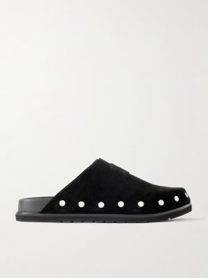 Triomphe Logo-Appliquéd Studded Suede Mules
