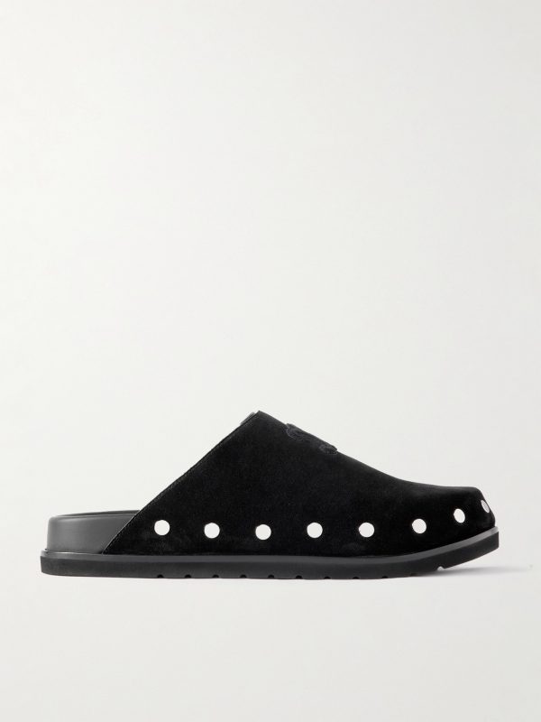 Triomphe Logo-Appliquéd Studded Suede Mules Triomphe Logo-Appliquéd Studded Suede Mules