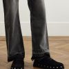 Triomphe Logo-Appliquéd Studded Suede Mules - OU Triomphe Logo-Appliquéd Studded Suede Mules - OU