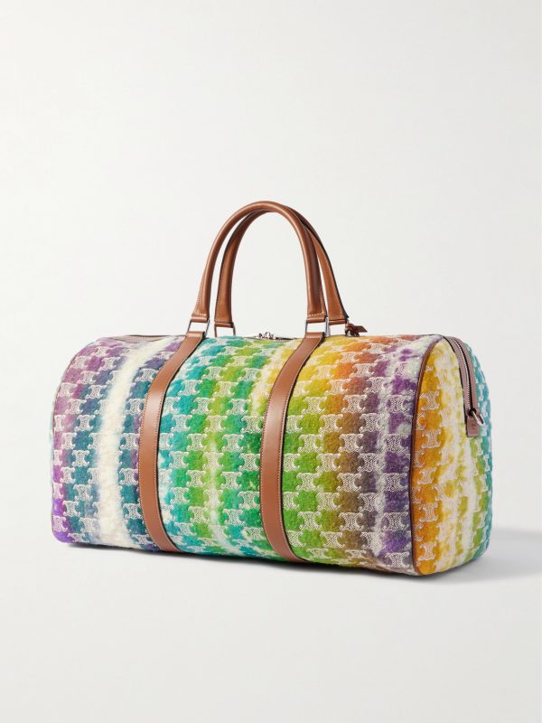Medium Voyage Leather-Trimmed Wool Weekend Bag - BK Medium Voyage Leather-Trimmed Wool Weekend Bag - BK