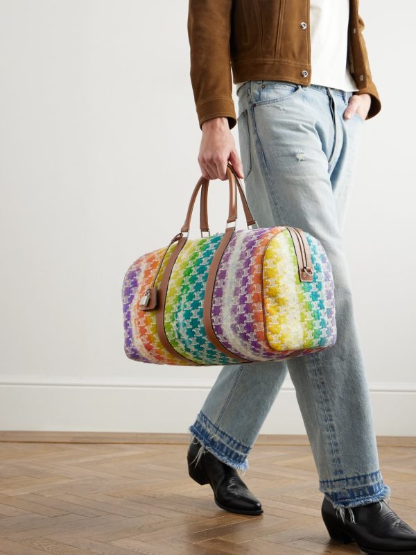 Medium Voyage Leather-Trimmed Wool Weekend Bag - E2 Medium Voyage Leather-Trimmed Wool Weekend Bag - E2